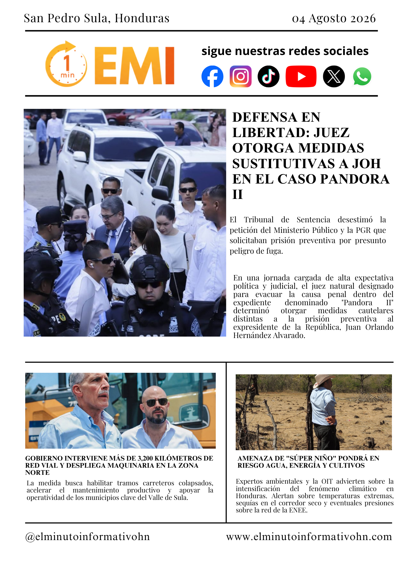 Edicion Impresa y Portada  – Martes 4 de Agosto de 2026.
