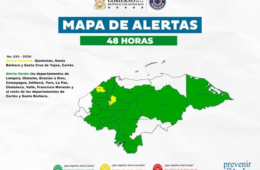 COPECO eleva alerta amarilla para dos municipios y mantiene vigilancia en 12 departamentos